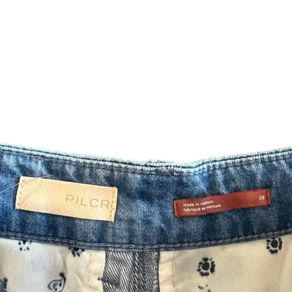 Pilcro Denim Shorts Womens Size 28 Blue Medium Wash Frayed Hem Cut-Off - Picture 3 of 5